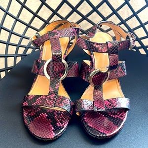 Marc Fisher Textile Prints Purple Heeled Sandals Size 8.5